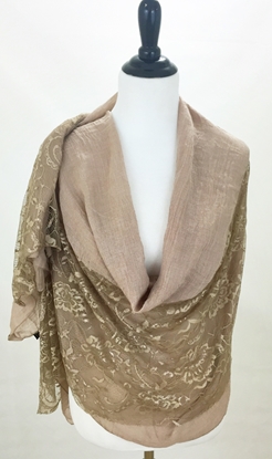 Picture of Beige Solid & Lace Scarf
