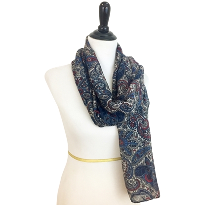 Picture of Shimmer Navy & Beige Paisley Patterned Scarf