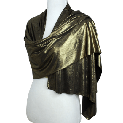 Picture of Golden Bronze Glam Smooth Foil Print Buttery Hijab  - Soft & Cool "Zibde Feel"