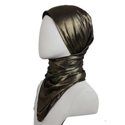 Picture of Golden Bronze Glam Smooth Foil Print Buttery Hijab  - Soft & Cool "Zibde Feel"