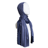 Picture of Embellished Lace Bordered Kuwaiti Hijab - Navy Blue Dark Border Hijab - NEW